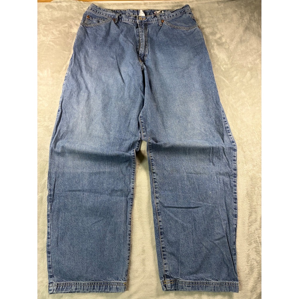 Vintage Lucky Brand Dungarees Mens 38 Blue Carpenter Jeans Wide Leg Made in USA